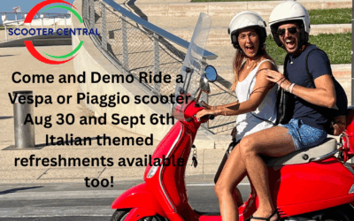 Vespa and Piaggio Demo Ride Days with Refreshments Aug 30 and Sept 6