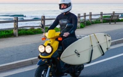 Add A Surf Board Rack To Your Scooter And Park With Ease At The Beach