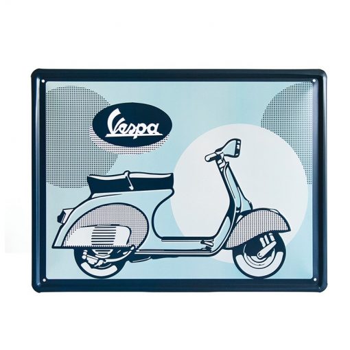 Vespa Rectangular Tin Platter Blue Scooter