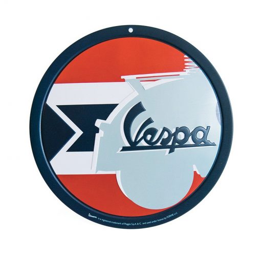 Vespa Round Tin Plate Decor Freccia