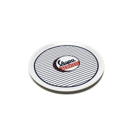 Vespa Round Pizza Dish Blue Stripes Servizio