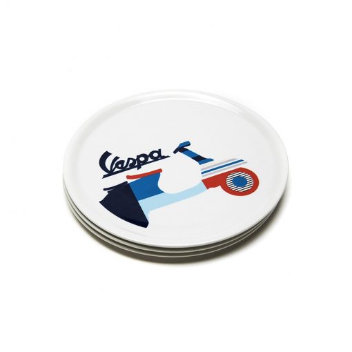 Vespa Round Pizza Dish Multicolour Silhouette Design