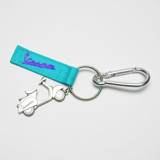 Vespa Keyring with Metal Scooter and Blue Webbing