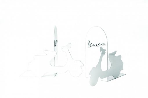 Vespa White Metal Bookends